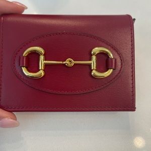 Gucci Horsebit 1955 card case wallet Red